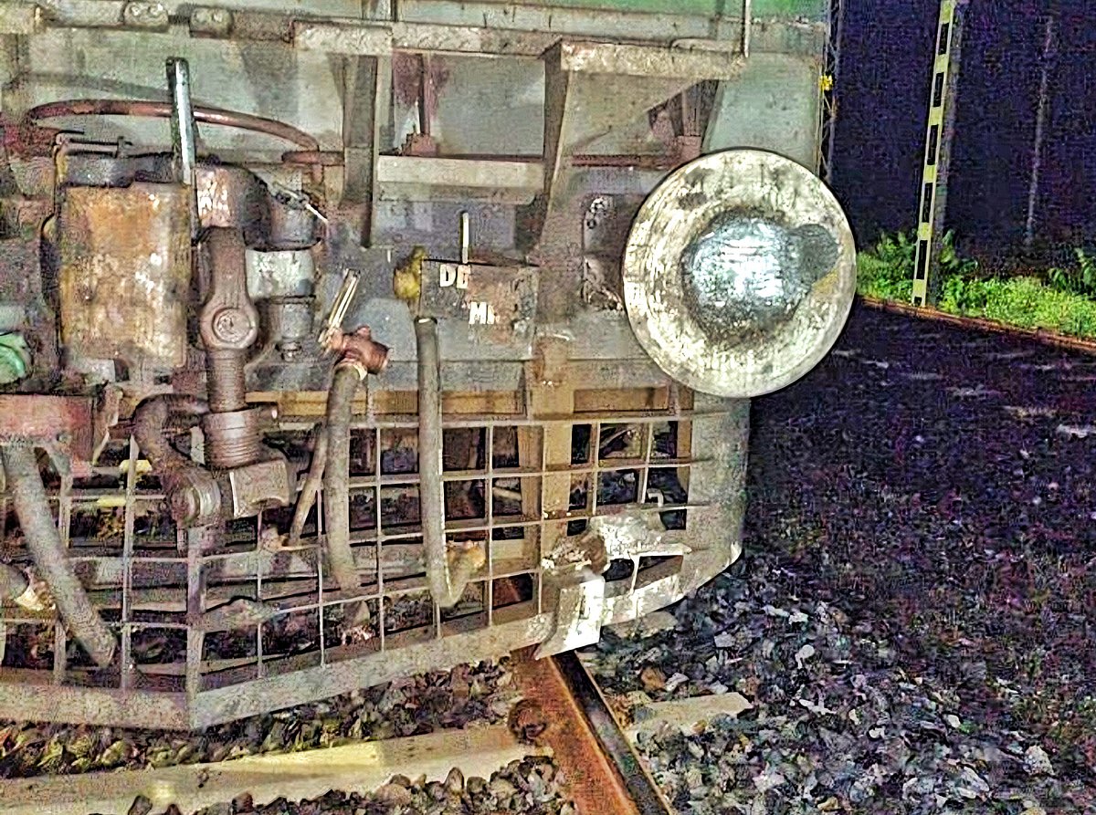 PTI : The engine of a loaded goods train stuck after an attempt was made to derail it by putting two cement blocks on tracks of the Western Dedicated Freight Corridor on Sunday, according to officials, in Ajmer, Monday, Sept 9, 2024. 